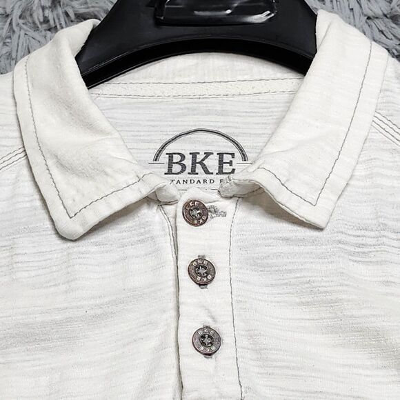 BKE‎ Polo Shirt Mens Large Standard Fit Chest Pockets Casual Button Up White - Picture 6 of 10
